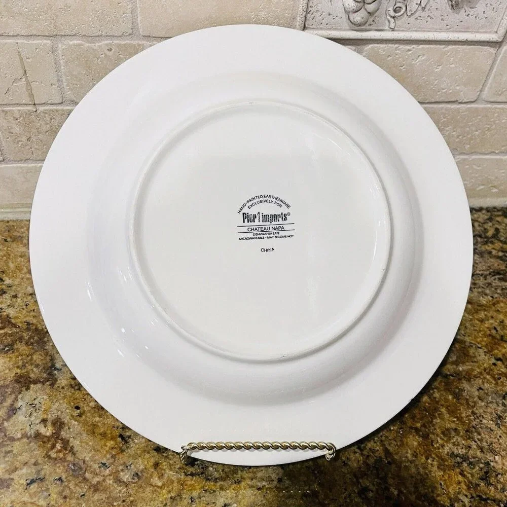 Pier 1 Imports Bowl Plate 10.75 Inch Chateau Napa Hand Painted Pasta Ceramic EUC